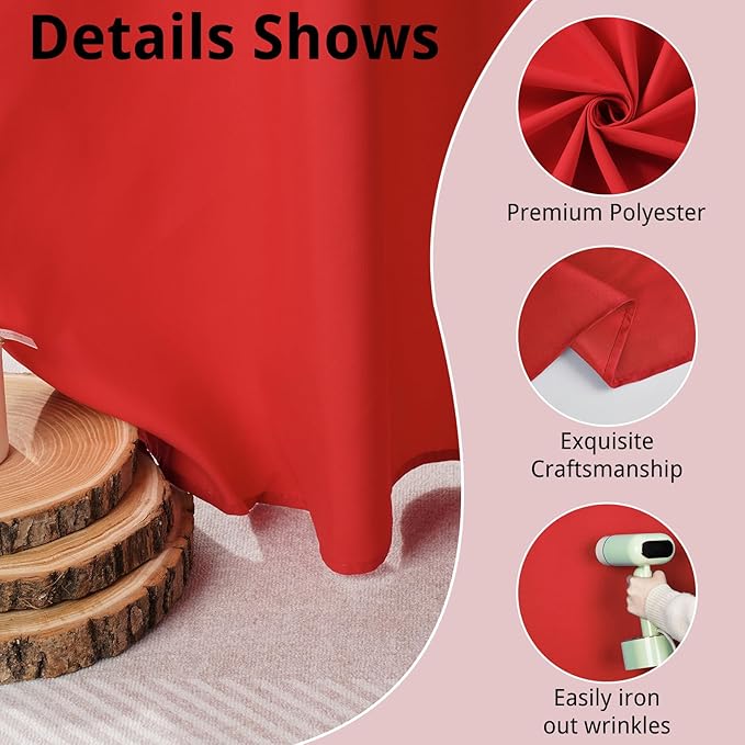 10x10FT Red Curtains Backdrop for Parties, Wrinkle Free Red Photo Backdrop Curtains Drapes for Party Birthday Wedding Decoration Photography,5ft x 10ft, 2 Panels