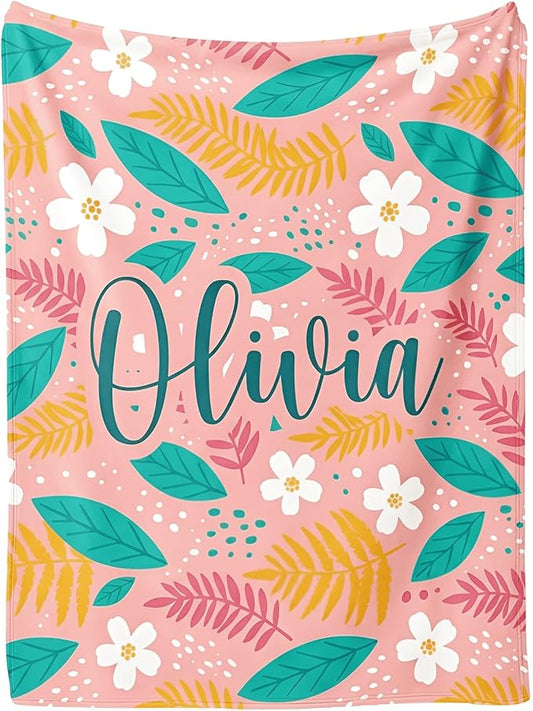 Personalized Baby Blanket with Name - Printed in USA, Custom Baby Blanket for Newborn Kids Gifts for Baby Shower, Birthday & Christmas, Soft for Infant