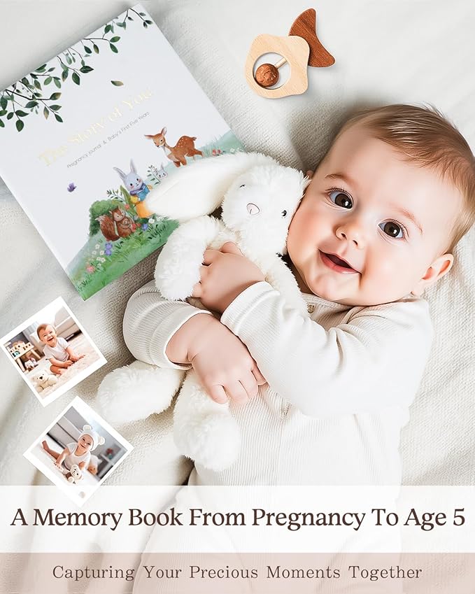 Baby Memory Book for Boy or Girl - Hardcover Keepsake Journal to Record Milestones & Photos from Pregnancy to Fifth Birthday | Perfect Present for New Parents | Gender Neutral Nursery Design