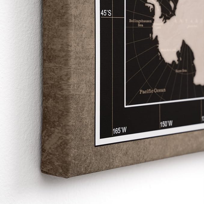 Canvas World Map with Cork Pin Board - English Lettering - Decorative Wall Decoration for All Rooms - Canvas Pictures with World Map Motif (120x80 cm, Pattern 5)