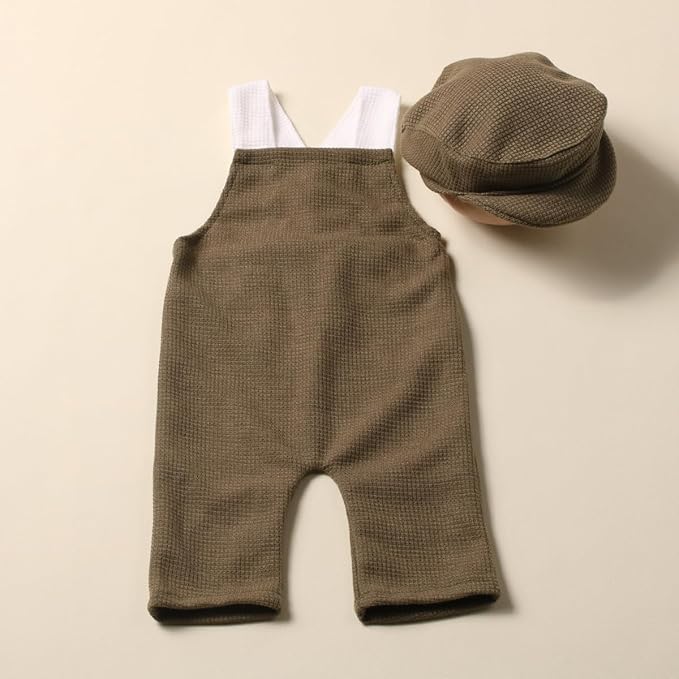 Holibeat Newborn Boy Photography Props Baby Boy Photo Shoot Outfits Infant Gentleman Romper Suits with Hat