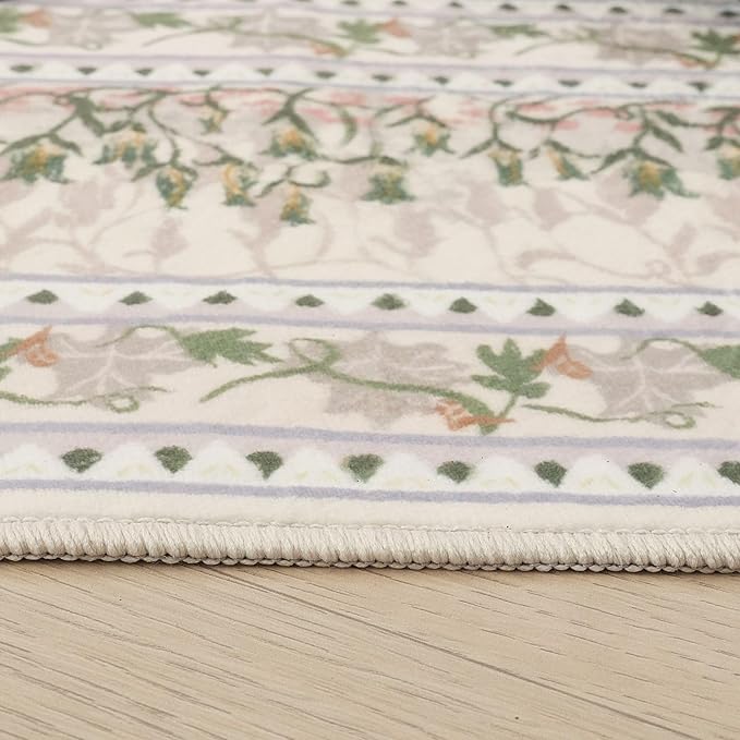 Rugcomf Runner Rug Impressionist-Style Vintage Kitchen Rugs Non Slip Washable Soft Carpet Runner for Kitchen Laundry Bedroom Bathroom, Beige