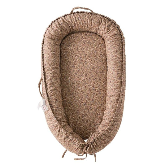 Infant Lounger, Baby Nest Cover for Baby Girls & Boys, Newborn Essentials for Baby 0-12 Months, 100% Cotton Breathable (BrownBlossom_Muslin)