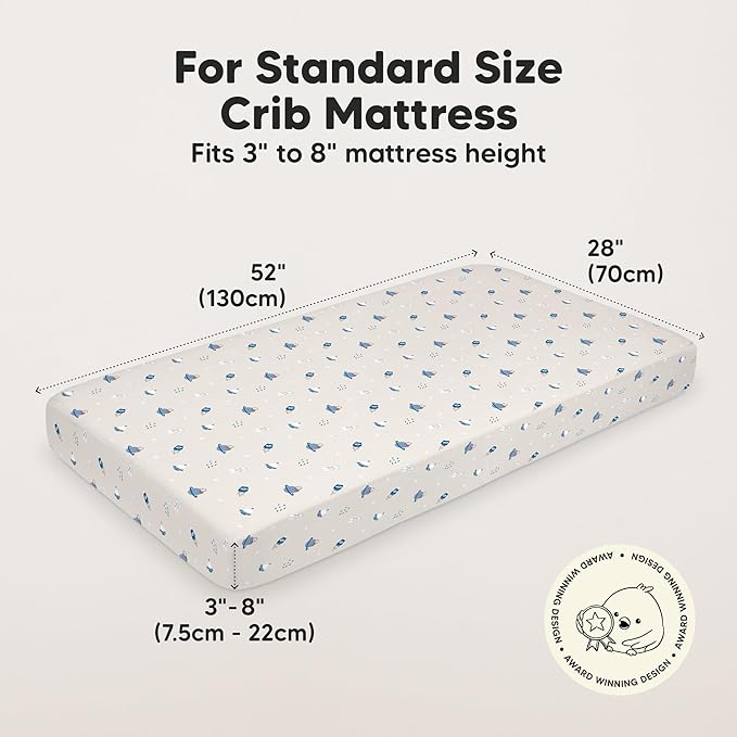 KeaBabies 2-Pack Baby Crib Sheets for Boys, Girls - 52x28 Viscose Derived from Bamboo Toddler Bed Sheets Neutral, Fitted Crib Mattress Cover for Standard Baby Bedding, Soft & Cozy (Cosmo)
