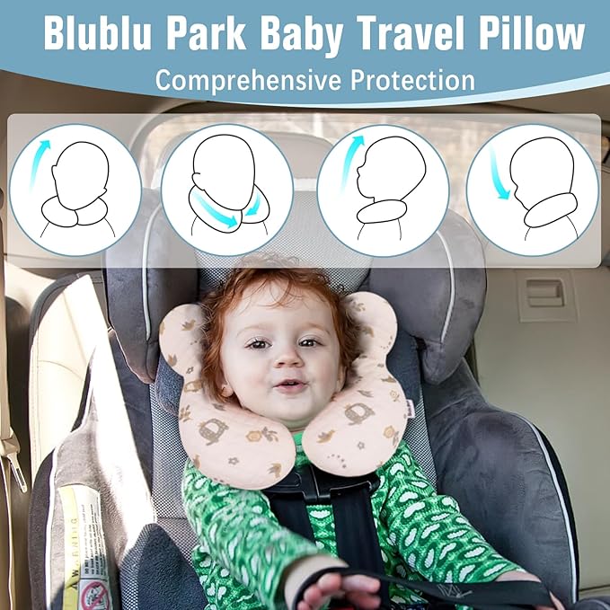 Baby Travel Pillow Upgraded, Soft Baby Head Support Pillow for Newborn Toddler，Babies Neck Car Seat, Pushchair and Strollers, Flower