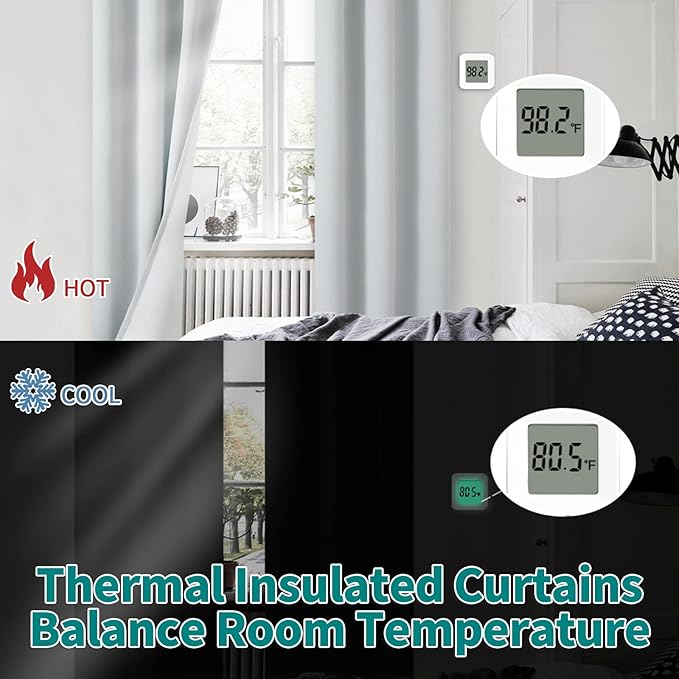 BGment Greyish White Blackout Curtains for Bedroom 63 Inch Length - Thermal Insulated Bedroom Curtains Soundproof Room Darkening Window Curtain Drapes, Each Grommet Curtains 42 Inch Wide