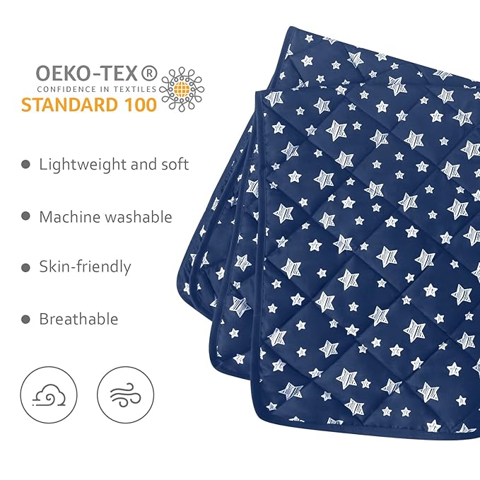 Baby Blanket for Boys and Girls, Soft Cozy Toddler Comforter Quilted with Navy Star Print, Ultra Soft and Comfortable Down Alternative Crib Comforter, 39x47 Inches
