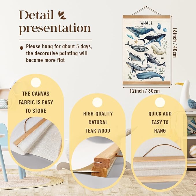 ZTGDA Sharks and Whales Posters, Sea Animals Shark Posters Wall Art,Marine Sharks Decor,Ocean Educational Poster for Kid Classroom Decorations Kids Room Home Nursery Playroom, Set of 2 (Shark-1)