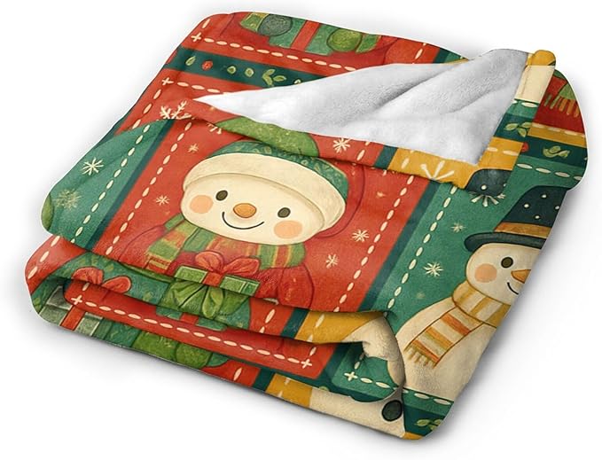 Snowman Blanket Cute Christmas Snowman Winter Fuzzy Plush Super Fleece Plush Soft Cozy Warm Stuff Bedding Toddler Nursery Baby Blankets Gifts for Boys Girls Kids Adult Men Women 50"X60"