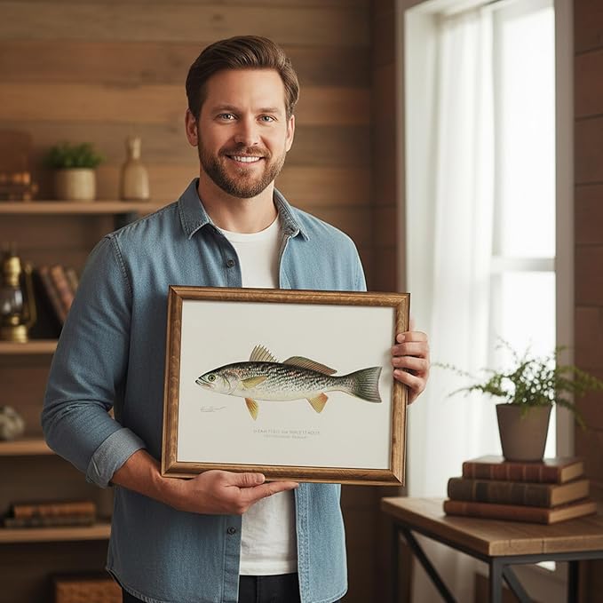 DREAM BIG PRINTABLES Vintage Fishing Decor (Set of 6) - Unframed - 8x10s | Fish Wall Art Prints | Great Gift for Fishermen