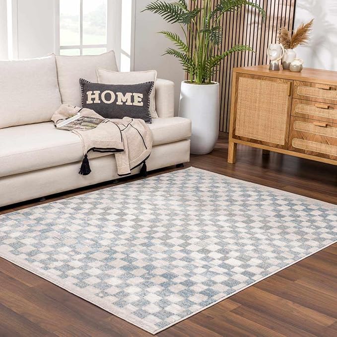 Hauteloom Benjy Hallway, Kitchen Runner Rug - Contemporary - Cream, Silver Blue - 2'7" x 10'