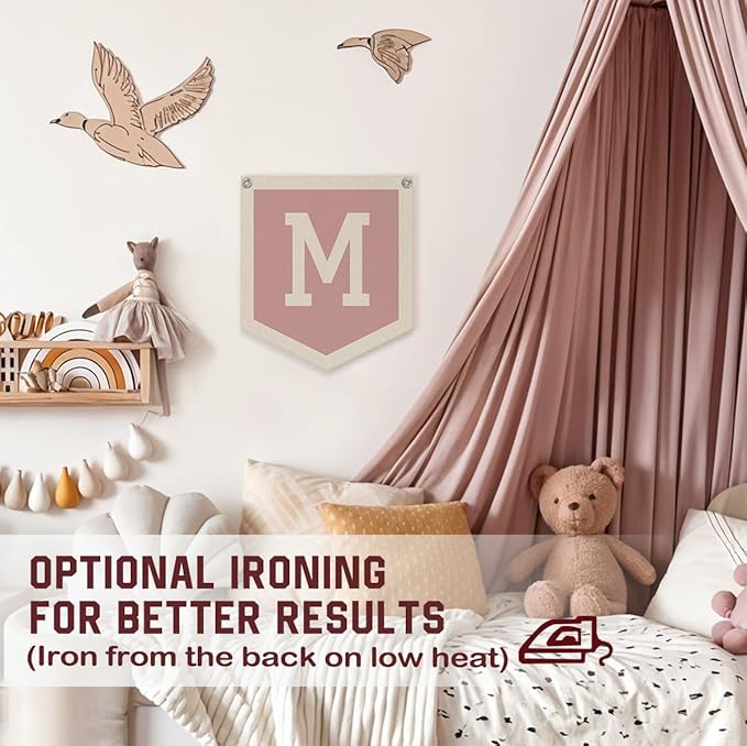 Lacama Pink Initial Personalized Preppy Banner, Baby Shower Decor Gifts, Wall Decor for Women Teen Girl, Vintage Room Decor Toddler Room Bedroom Playroom Front Door Birthday Gift(M)