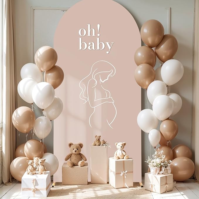 Nude Arch Backdrop Cover 6.6FT Spandex Fitted Wedding Arch Stand Covers Round Top Chiara Arch Covers Stretchy Backdrop Cover for Birthday Party Ceremony Banquet Decoration