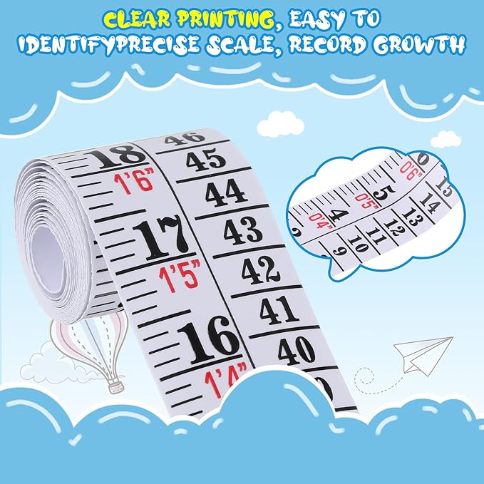 Tatuo 2 Pcs Growth Chart Wall Labels Height Indicator Tape Ruler Growth Chart Decor Height Indicator Adhesive Ruler for Home Room Measuring (White)