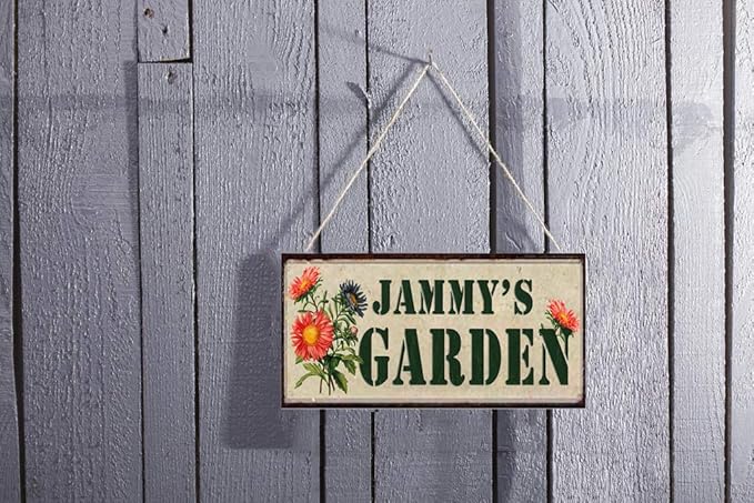 Personalized Garden Flower Rustic Custom Name Decor Signs Customized Decorations Vintage Wall Art Wooden Plaque Plant Gardening Decor Sign