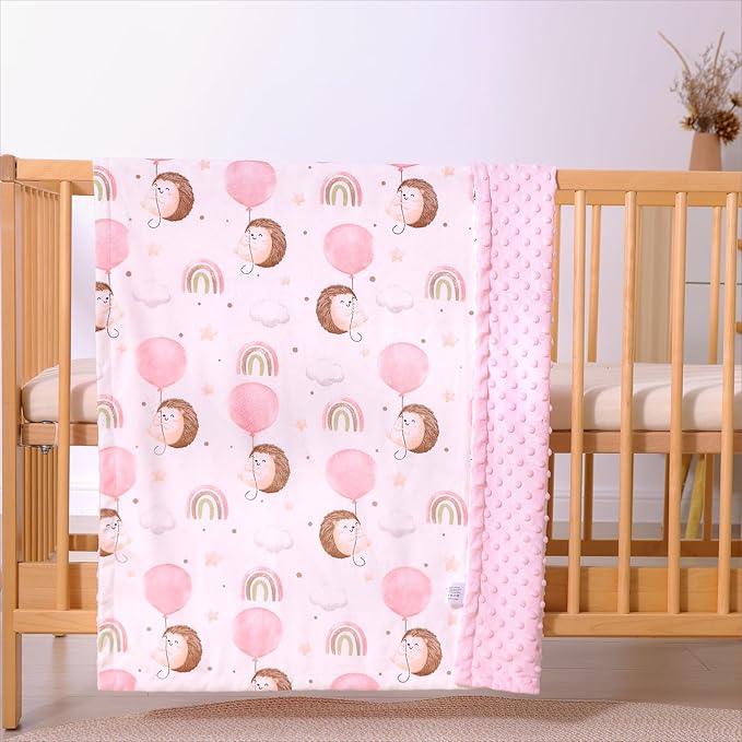 iEvolve Baby Nursery Bed Blankets Ultra Soft Double Layer Mini Blanket Minky Blanket Receiving Blankets Shower Gifts(Hedgehog,45 * 60in)