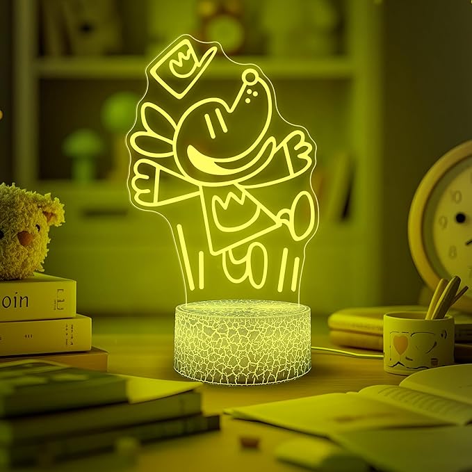 Officially Licensed Dog Man Night Light - Dog Man LED Glow Light with Removable 7 Colors Base, Kids Bedroom Decor Lamp, Night Light for Kids, Christmas Birthday Gifts for Boys & Girls