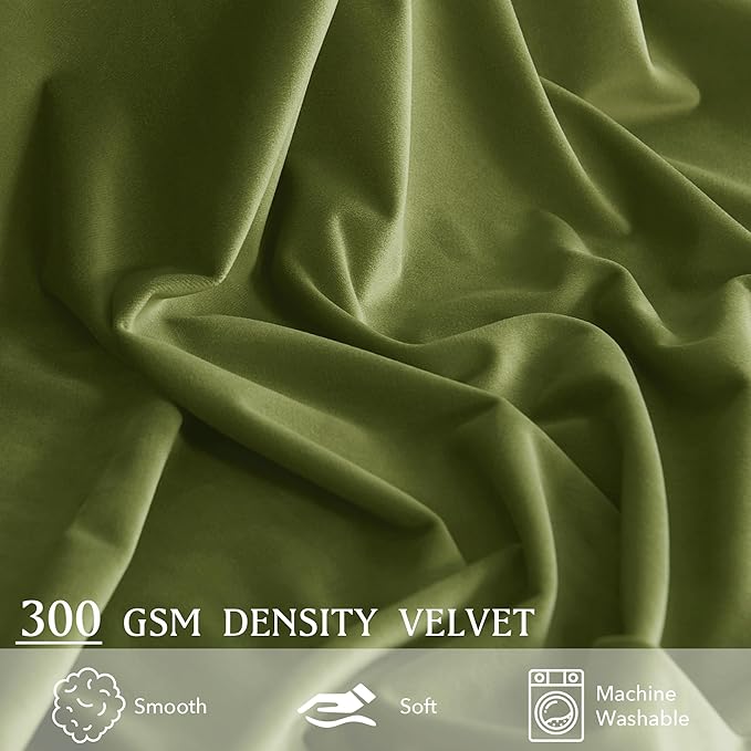 StangH Extra Wide Pinch Pleated Velvet Curtains 84 inches Long, Super Soft Light Dimming Room Divider Thermal Insulated Sliding Door Curtains for Living Room, Olive Green, W72 x L84, 1 Panel
