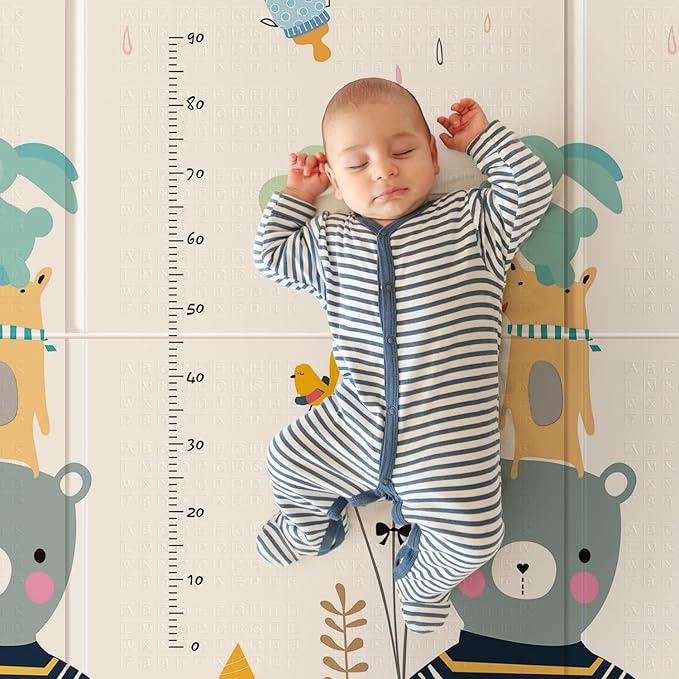 UANLAUO Foldable Foam Kids Play Mat for Babies - Reversible Baby Floor Mat for Infants/Toddlers, Non-Toxic Waterproof Thick Baby Crawling Mats, Indoor Outdoor Playmats for Babies(71x59x0.4 Inch)