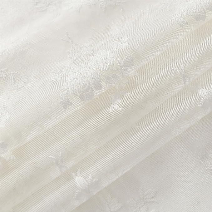 Kotile Ivory Lace Curtains 92 Inch Length, W52 x L92 Inch, 2 Panels, Country Rustic Floral Sheer Lace Curtains for Bedroom, Rod Pocket Light Filtering Privacy Cottagecore Vintage Window Sheer Curtain