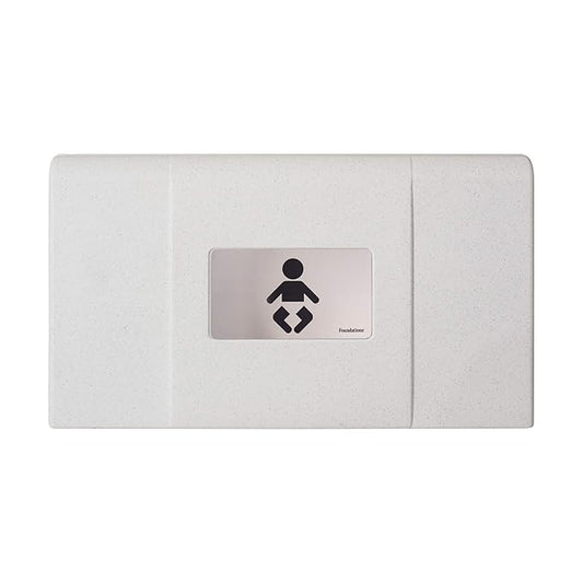 Foundations Ultra Horizontal Wall Mounted Baby Diaper Changing Station, Oversized Changing Surface, Plastic with Stainless Steel Hinge - White Granite (200-EH-03)