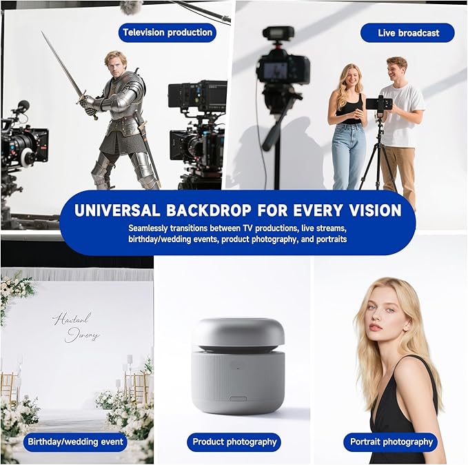YSKE-Y1 10x10ft White Photo Backdrop, Seamless Fabric Background Photography Backdrop Curtain Screen for Photoshoot Video Studio Party