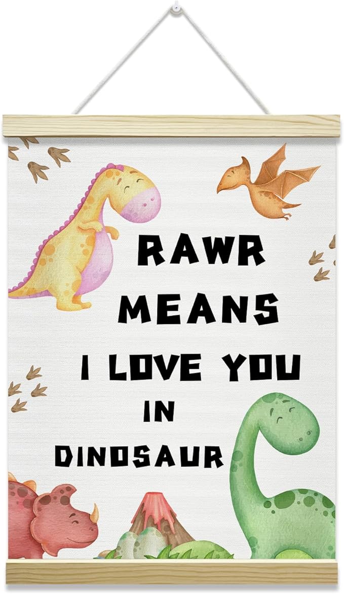 Nopoben Dinosaurs Poster Hanger Frame, Dinosaurs Wall Art With Wooden Poster Hanger, Boys Room Wall Decor, Boys Playroom Kids Toddler Room Decor(12x16 Inches)-31