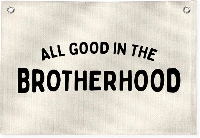 Boy Nursery Decor, Playroom Wall Decor, Brotherhood Canvas Banner Wall Hanging Flag for Nursery Classroom Playroom Kids Room, Playroom Essentials