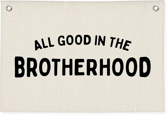 Boy Nursery Decor, Playroom Wall Decor, Brotherhood Canvas Banner Wall Hanging Flag for Nursery Classroom Playroom Kids Room, Playroom Essentials