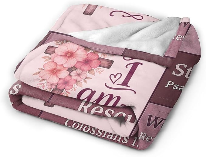 God Says I Am Christian Bible Verse Throw Blanket Religious Inspirational Soft Cozy Fleece Fuzzy Plush Warm Stuff Bedding Blankets Gifts for Boys Girls Kids Adult Men Women 50"X60"