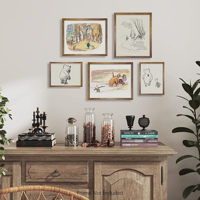 Gifts for Winnie Fans Lover - Vintage Hundred Acre Wood Poster - Winnie The Pooh Nursery Decor - Toddler Room Decor - You Are Braver Than You Think - Motivational Quotes for Kids - Little Boys Décor