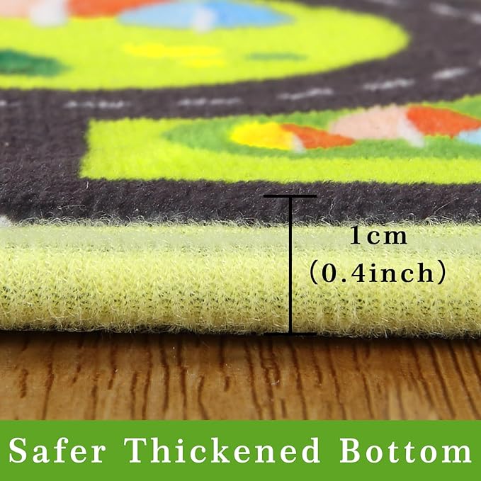 Kids Rug 3x5 Non Slip Exercise Baby Fun Rug City Play Mat Carpet for Kids Toddler City Traffic Road Map Ultra-Soft Educational Street Carpet Mat for Bedroom Playroom Nursery Black