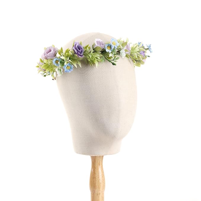 Rose Flower Crown for Women - Purple Fairy Flower Headband Sweet Hair Wreath Accessories for Women Girls Wedding Festival Party Favors Photo Prop