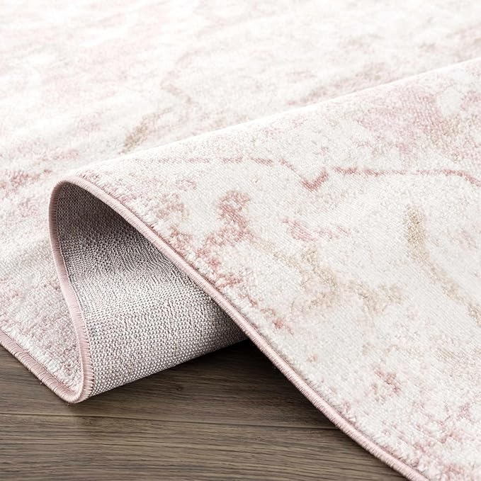 BoutiqueRugs Blush & Light Pink Collection Leonora Bohemian Oriental Medallion Extra Large Area Rug - Traditional Floral Carpet for Living Room - Blush, Pale Pink, Cream - 9'2" x 12' (9x12 Area Rug)