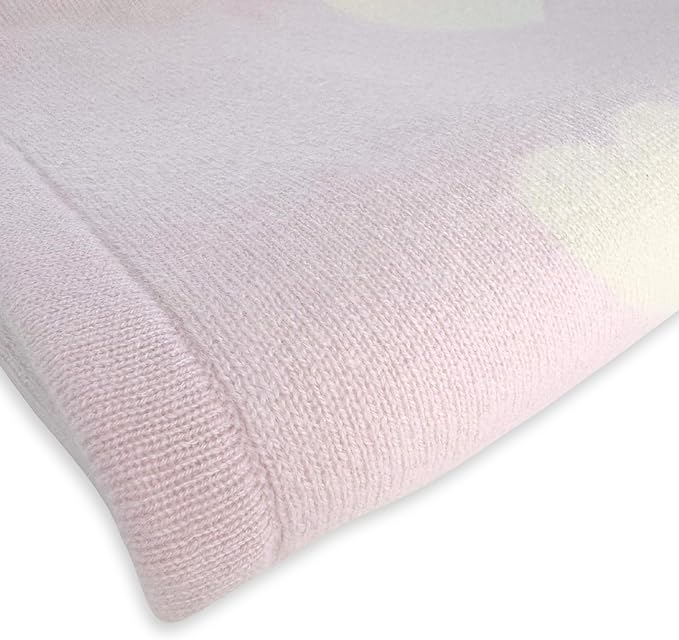 Jet&Bo BABY 100% Cashmere Baby Blanket 'Heart to Heart' Design - Plush Double-Sided 32” x 40” - Ultra Soft, Hypoallergenic & Temperature Regulating – Gift Box and Card Included