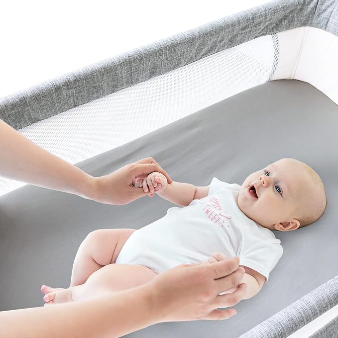 Bassinet Sheets for Maxi COSI Iora, Fodoss, BIERUM and Cloud Baby Bassinet Bedside Sleeper,100% Cotton, 2 Pack, Ultra Soft 33x20 Bassinet Fitted Sheet for Baby, Gray