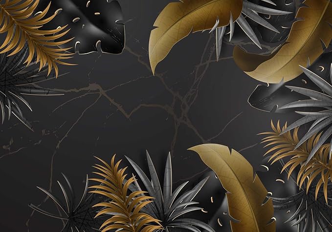 Dark Banana Leaf Wallpaper Mural Crack Background Wallpaper for Bedroom Living Room (Not Self-Adhesive)