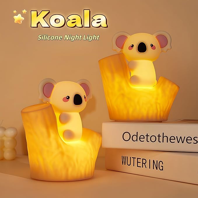 Koala Tap Night Light USB Rechargeable Dimmable Timer RGB Color Changing Silicone Cute Cartoon LED Touch Lamp for Kids Bedroom Nursery Baby Toddler
