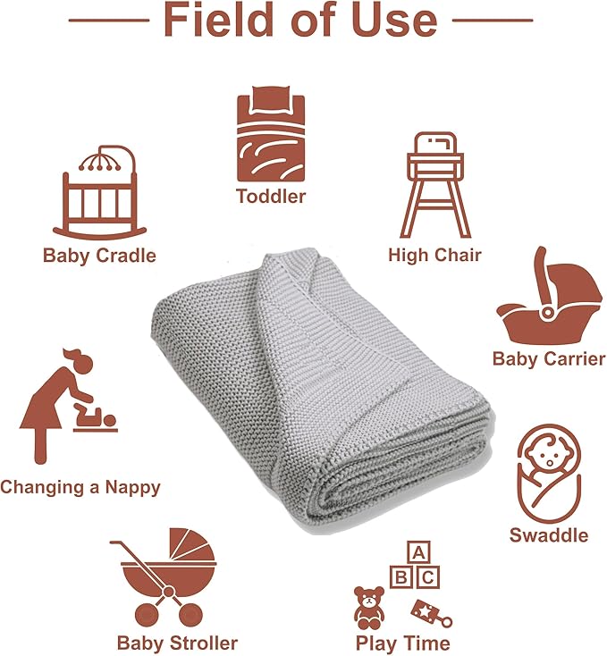 Personalized Baby Blanket - 100% GOTS Certified Organic Cotton - Custom Baby Blanket for Boys and Girls - Embroidered Swaddle, 40x30, Baby Name Blankets (Harbor Mist)