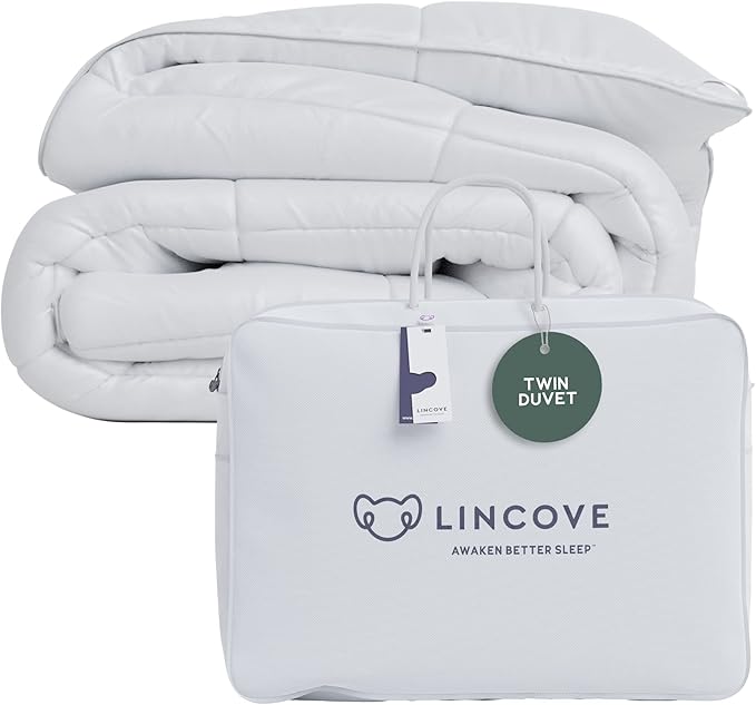 Down Alternative Comforter – Corner Loops in Each Corner, 400 Thread Count 100% Cotton Sateen Shell, Soft and Plush Feel, Twin Size: 64”x90”