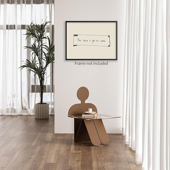 The Best Is Yet To Come Wall Art Blue and White Inspirational Affirmations Quotes Poster Funky Minimalist Horizontal Canvas Prints for Living Room Dorm Wall Decor 24x36 inch Unframed