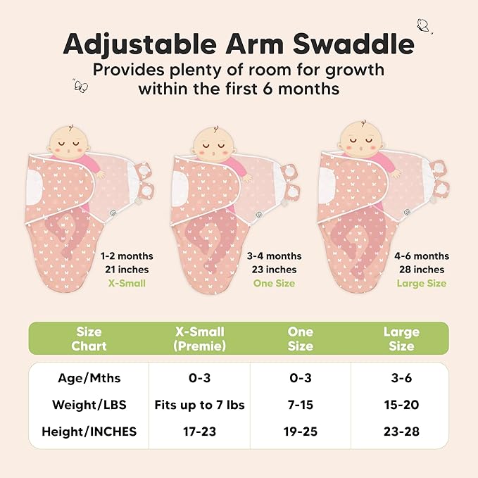 KeaBabies 3-Pack Organic Baby Swaddle Sleep Sacks - Swaddles for Newborns, Infant 0-3 Months, Baby Girls, Boys, Soft & Snug Newborn Sleep Sack, Nursery Swaddling Blankets (Butterflies)