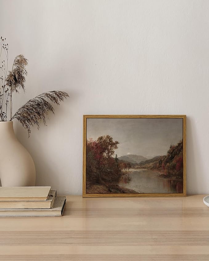 ARPEOTCY Vintage Framed Canvas Wall Art, 8x10 inches, Fall Natural Scenery Wall Decor for Living Room, Landscape Paintings for Bedroom, Rustic Farmhouse Framed Art Prints for Office