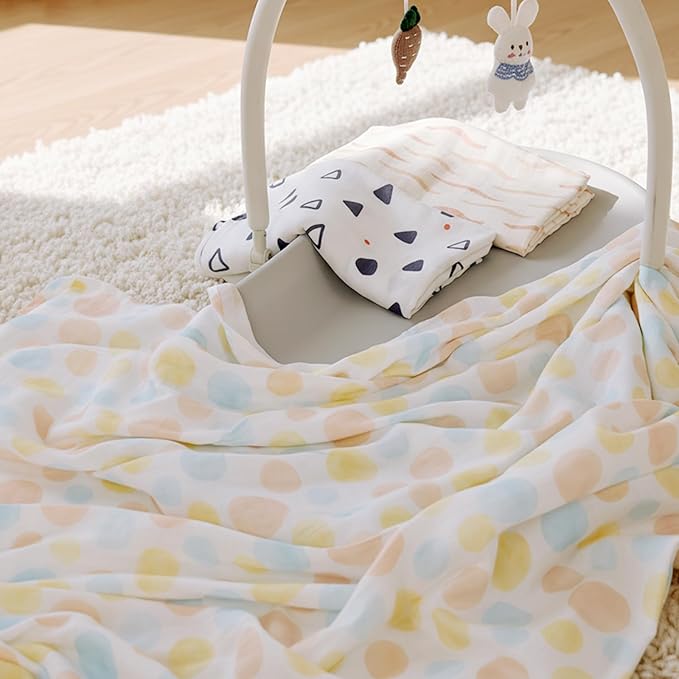 HECCEI Muslin Swaddle Blankets - Baby Muslin Blanket Large Swaddles 47 x 47 inches Breathable & Soft Baby Receiving Blanket Gender Neutral for Newborn Boys Girls, Tiny Sails