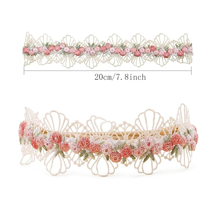 OOSAKU Baby Girl Flower Headbands Set Elastic Floral Headbands 6pcs Soft Nylon Hair Band for Newborn Toddler Hair Accessories (H-F4)