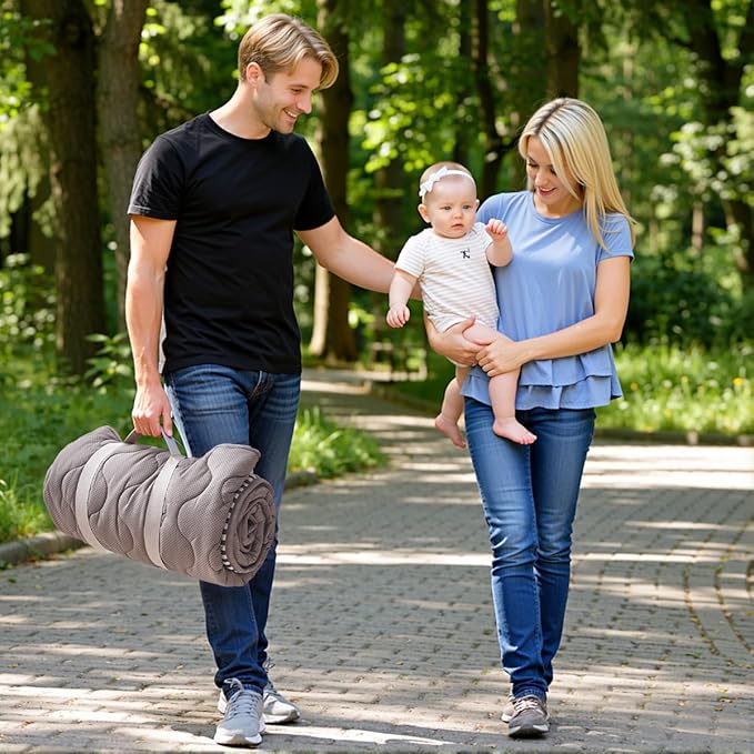 Momcozy Baby Play Mat for Floor, 50x50 Thickened Playpen Mat, Playmate for Baby Tummy Time, Waterproof & Non-Slip, Foldable Outdoor Mat with Carrying Handle, Ocean Theam