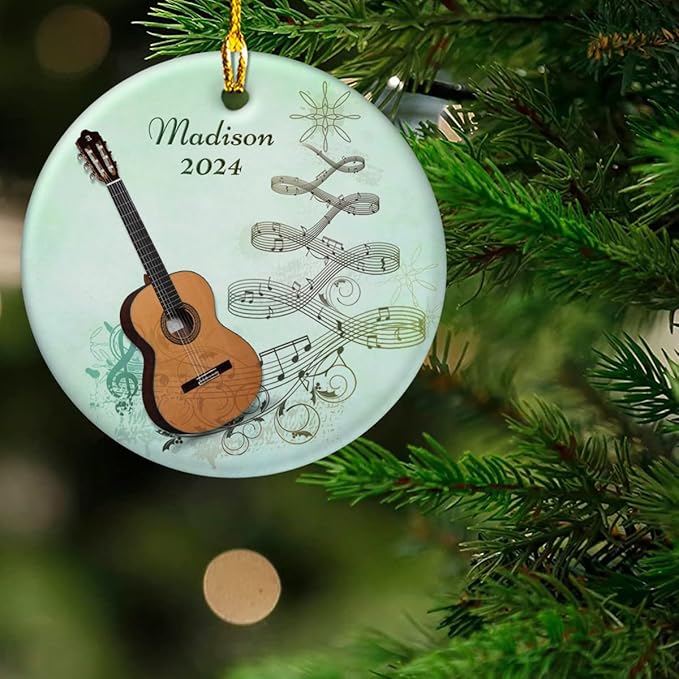 wowcugi Guitar Ornament Personalized Instrument Ornaments for Christmas Tree Xmas Tree Decorations Keepsake Gifts for Band Instruments Music Lovers