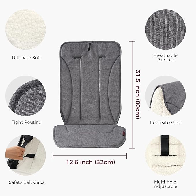 Momcozy Reversible Stroller Cushion | Universal Breathable Stroller Liner | Winter Warm Car Seat Liners | Crib Carriage Cushion Pad | Plush for Winter Use ＆Soft Fabric for All-Season Comfort