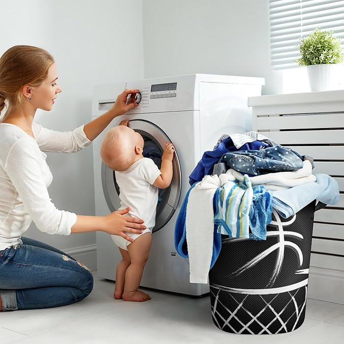 Basketball Laundry Basket Boys Room Decor Boys Hamper Toys Dirty Clothes Storage Bin Organizer for Kids