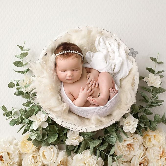 4PC Newborn Photography Props Baby Posing Aid Pillow Beans Bag 1pc Donut +3 pcs Posing Pillow Photograph Shoot Set for 0-3 Months Baby White